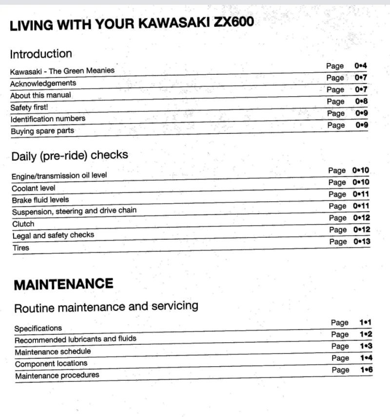 Manual de Taller Kawasaki ZX600 (Inglés) - Imagen 2