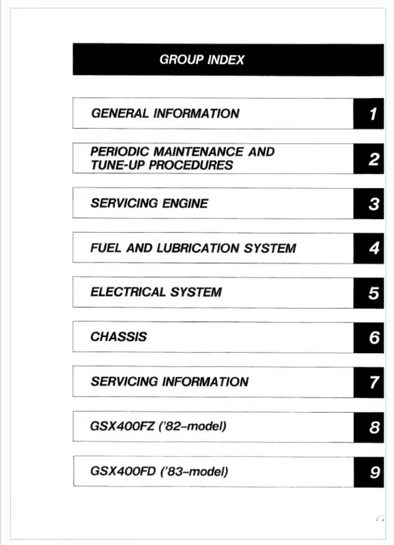 Manual de Taller Suzuki GSX400F 1982-1983 - Imagen 2