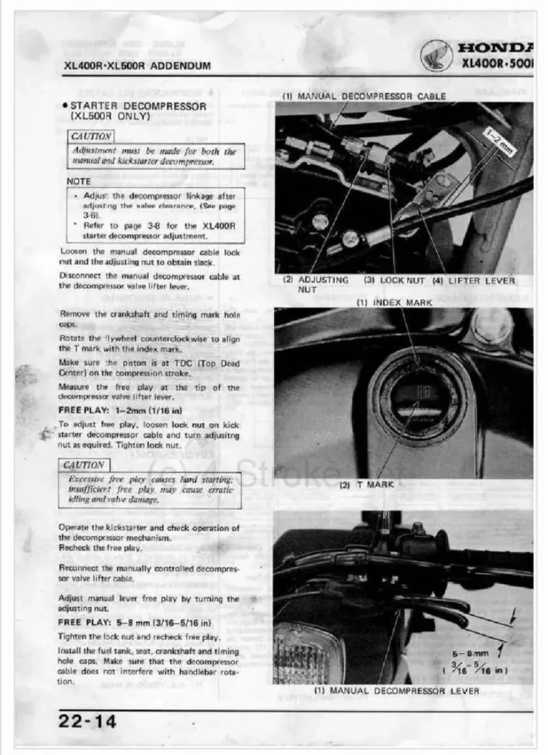 Manual de Taller Honda XL400R XL500R 1982 - Imagen 3