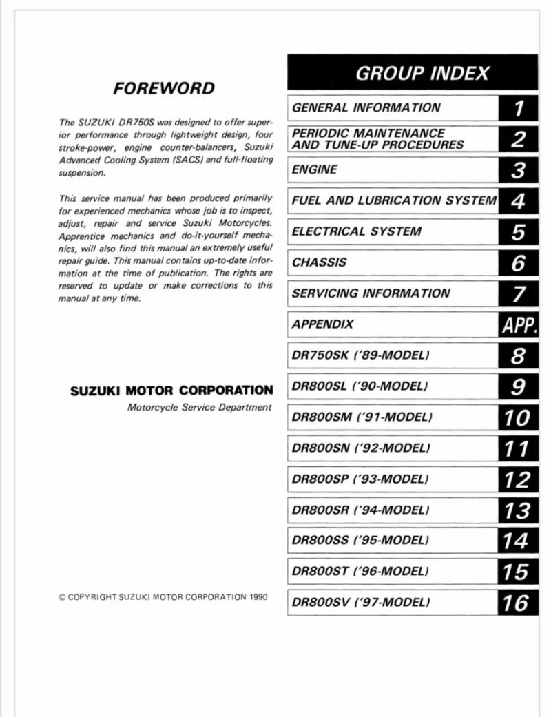 Manual de Taller Suzuki DR 750S 800S 1989-1997 - Imagen 2