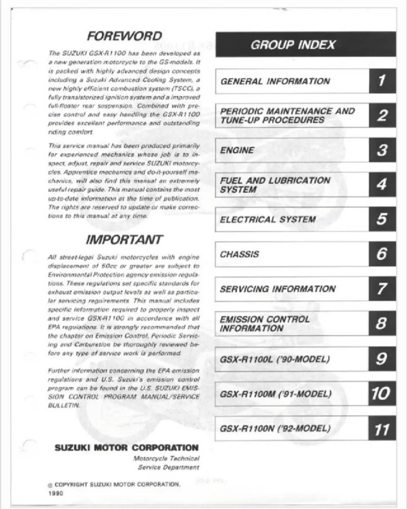 Manual de Taller Suzuki GSXR 1100 1989-1992 - Imagen 2