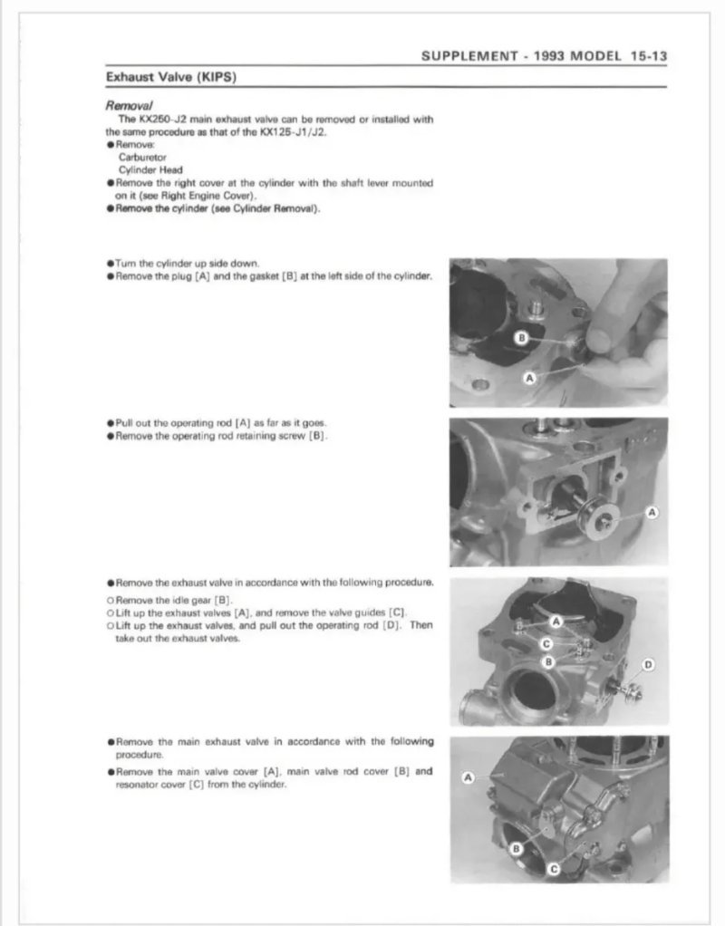 Manual de Taller Kawasaki KX125 KX250 1992-1993 - Imagen 3