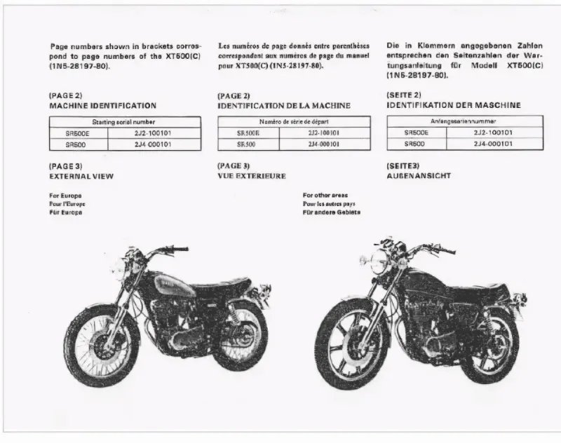 Manual de Taller Yamaha SR 500 XT 500 - Imagen 2