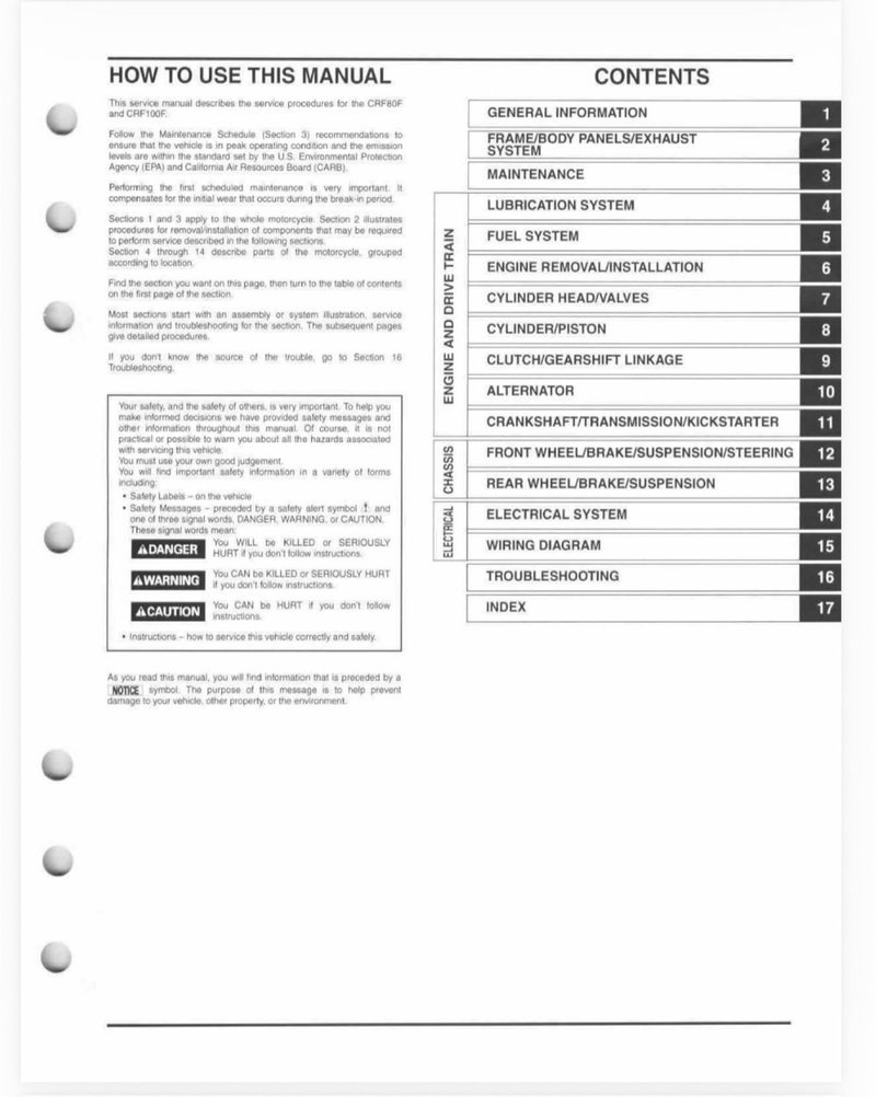 Manual de Taller Honda CRF80F CRF100F 2004-2013 - Imagen 2