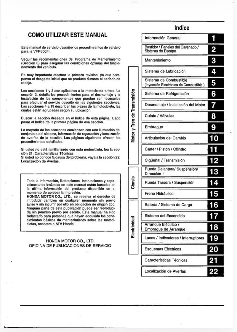 Manual de Taller Honda VFR800FIW 2001 - Imagen 2
