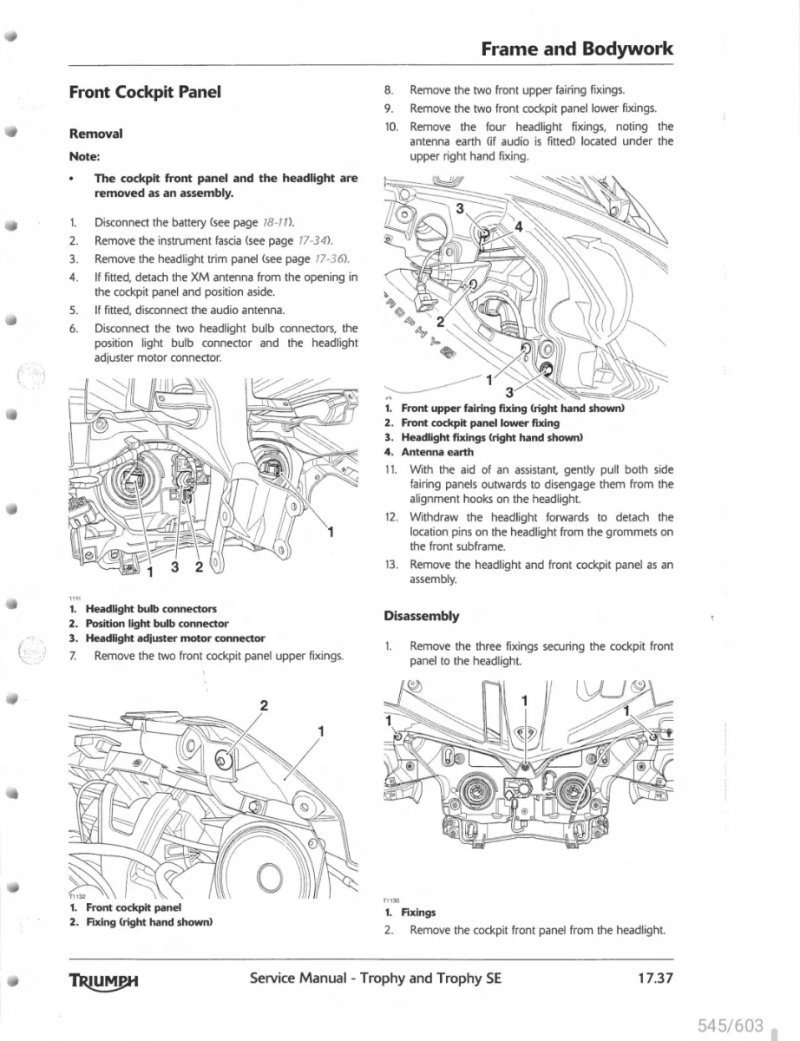 Manual de Taller Triumph TROPHY Trophy SE1250 2012 - Imagen 3