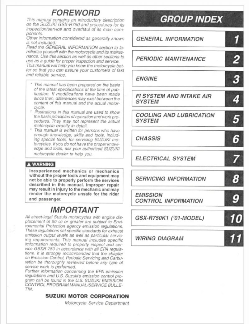 Manual de Taller Suzuki GSX-R750 2000-2002 - Imagen 2