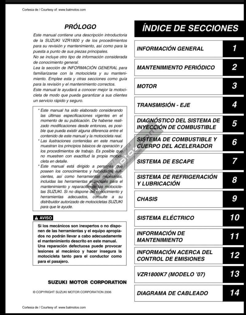 Manual de Taller Suzuki VZR1800 2006 - Imagen 2