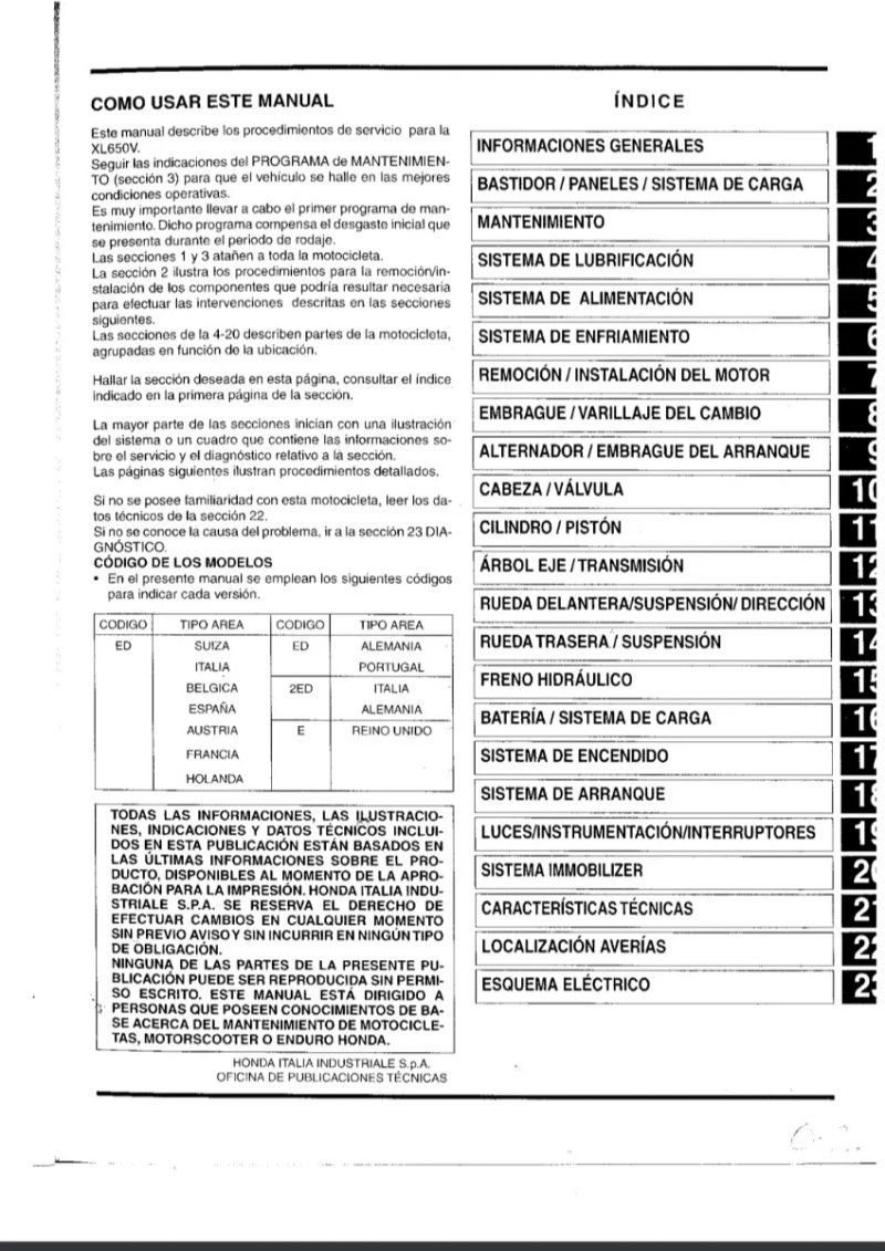 Manual de Taller Honda XL650V 2000 - Imagen 2