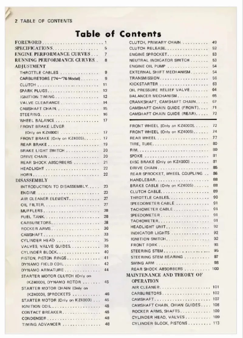 Manual de Taller Kawasaki Z400 KZ400 1978 - Imagen 2