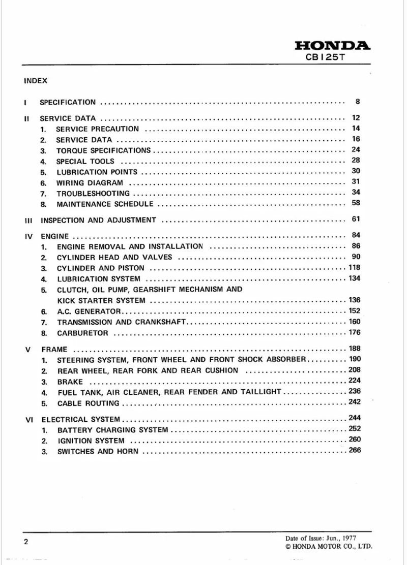 Manual de Taller Honda CB125T CB125T-I 1978 - Imagen 2