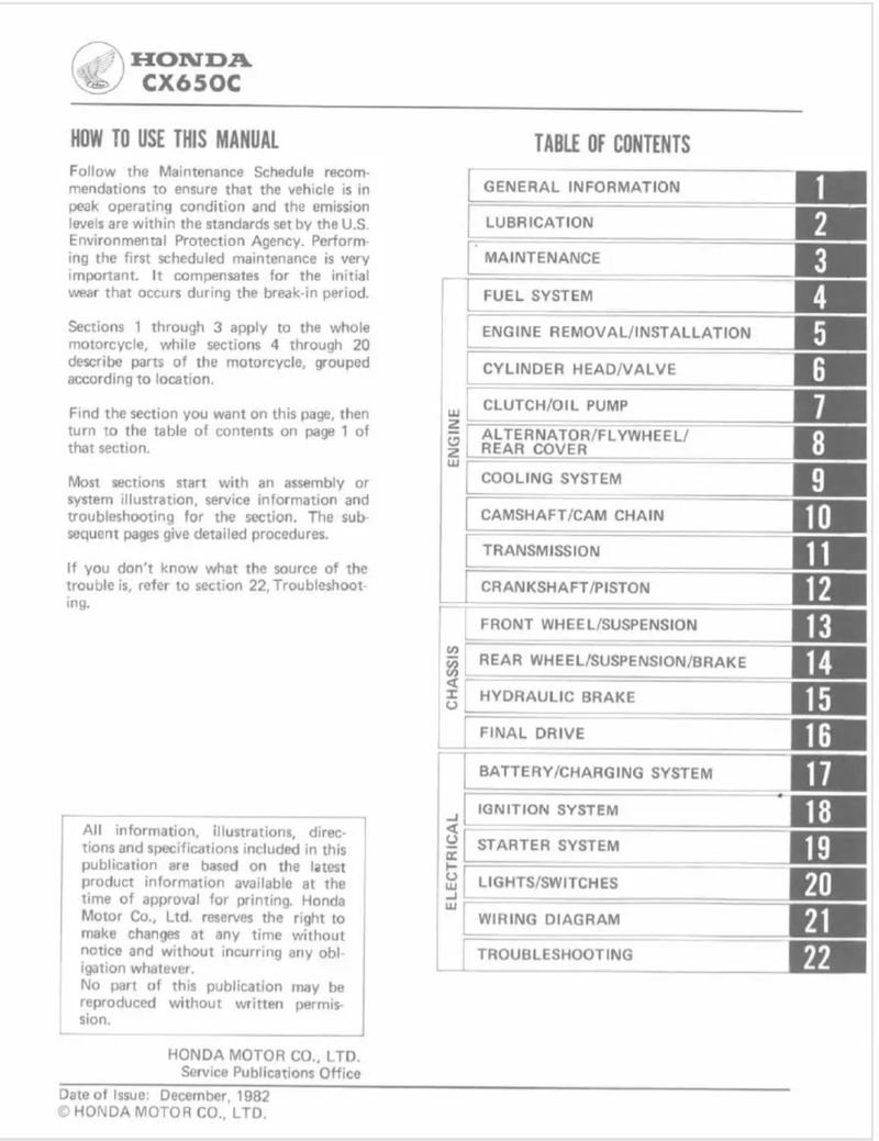 Manual de Taller Honda CX650C 1983 - Imagen 2
