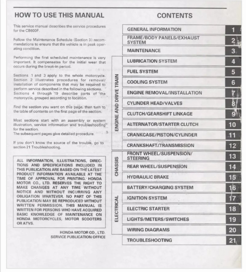 Manual de Taller Honda CB600Fw 1998 - Imagen 2