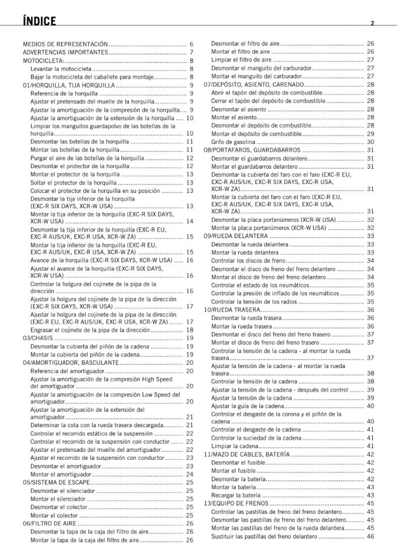 Manual de Taller KTM EXC-R y KTM XCR-W 2008 - Imagen 2