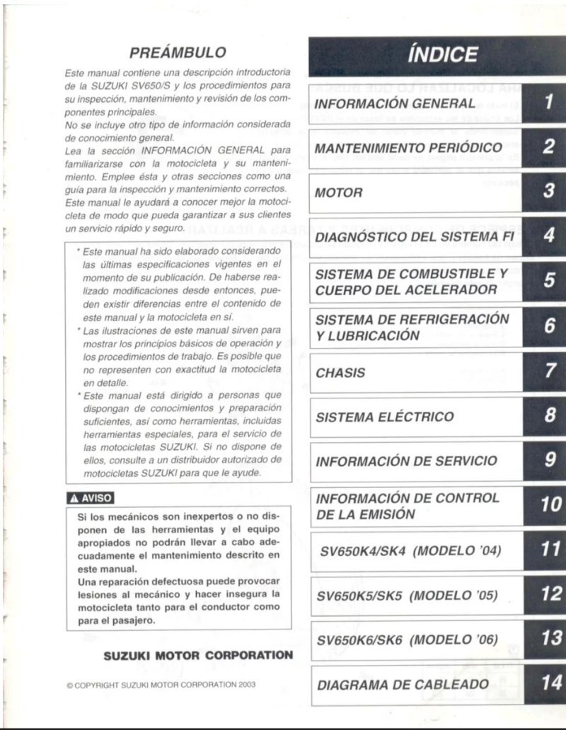 Manual de Taller Suzuki SV650/S 2004-2006 - Imagen 2