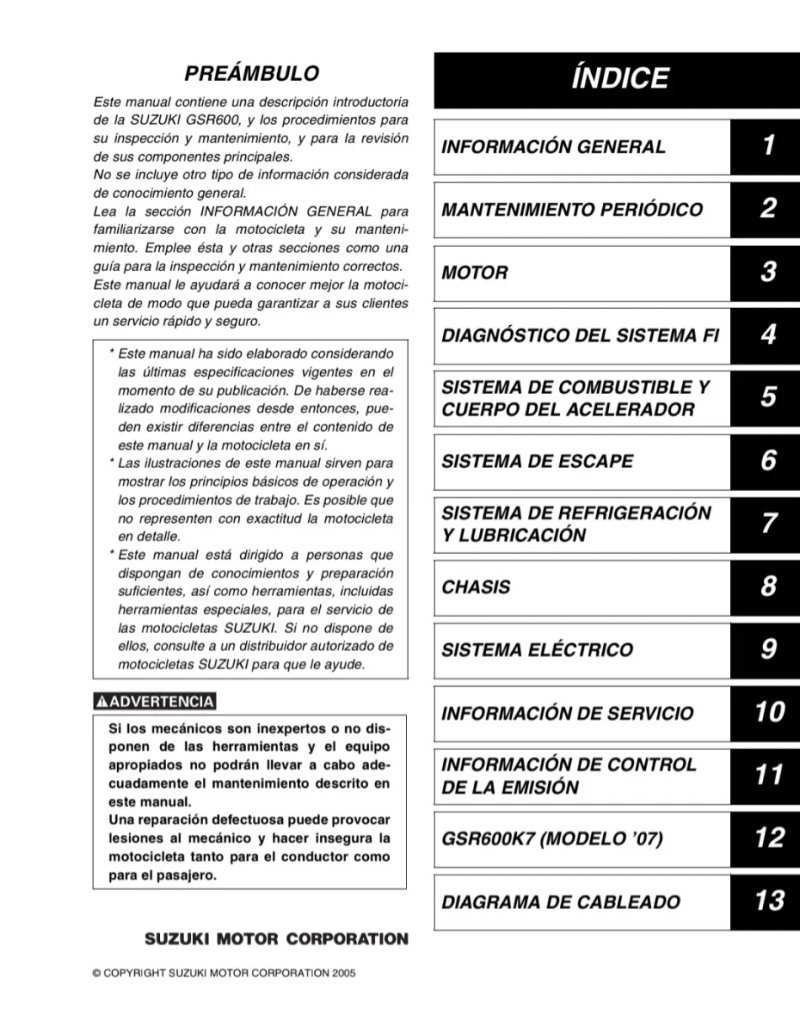 Manual de Taller Suzuki GSR600 2006 - Imagen 2
