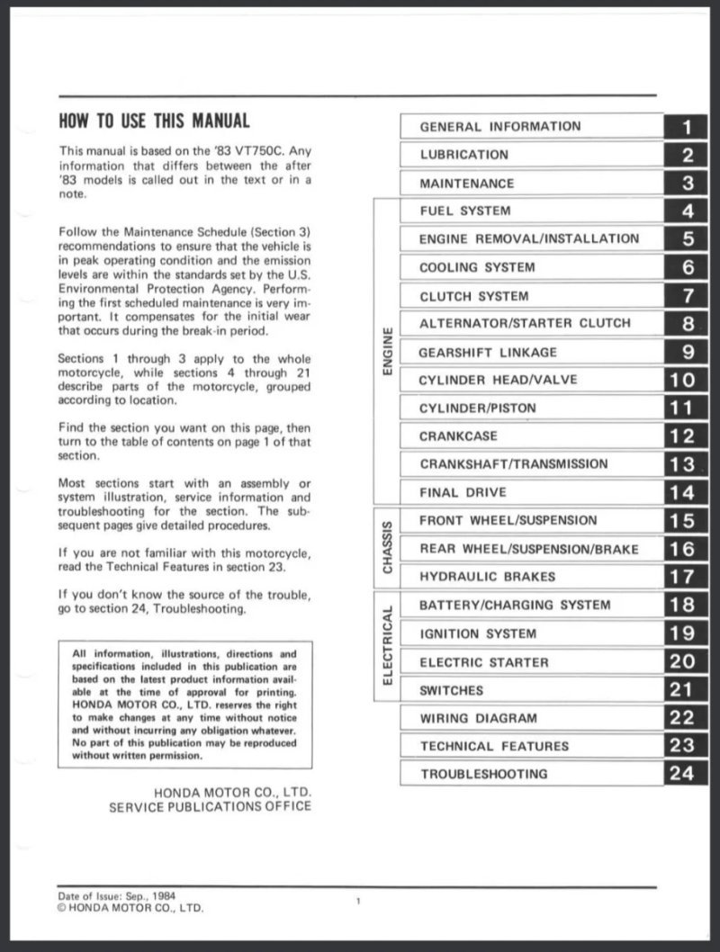 Manual de Taller Honda Shadow VT700C VT750C 1983-1985 - Imagen 2