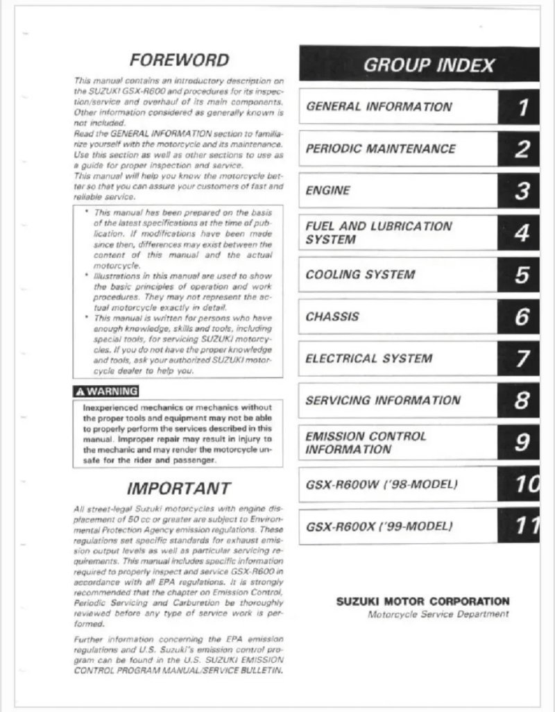 Manual de Taller suzuki GSX-R600 1997-2000 - Imagen 2