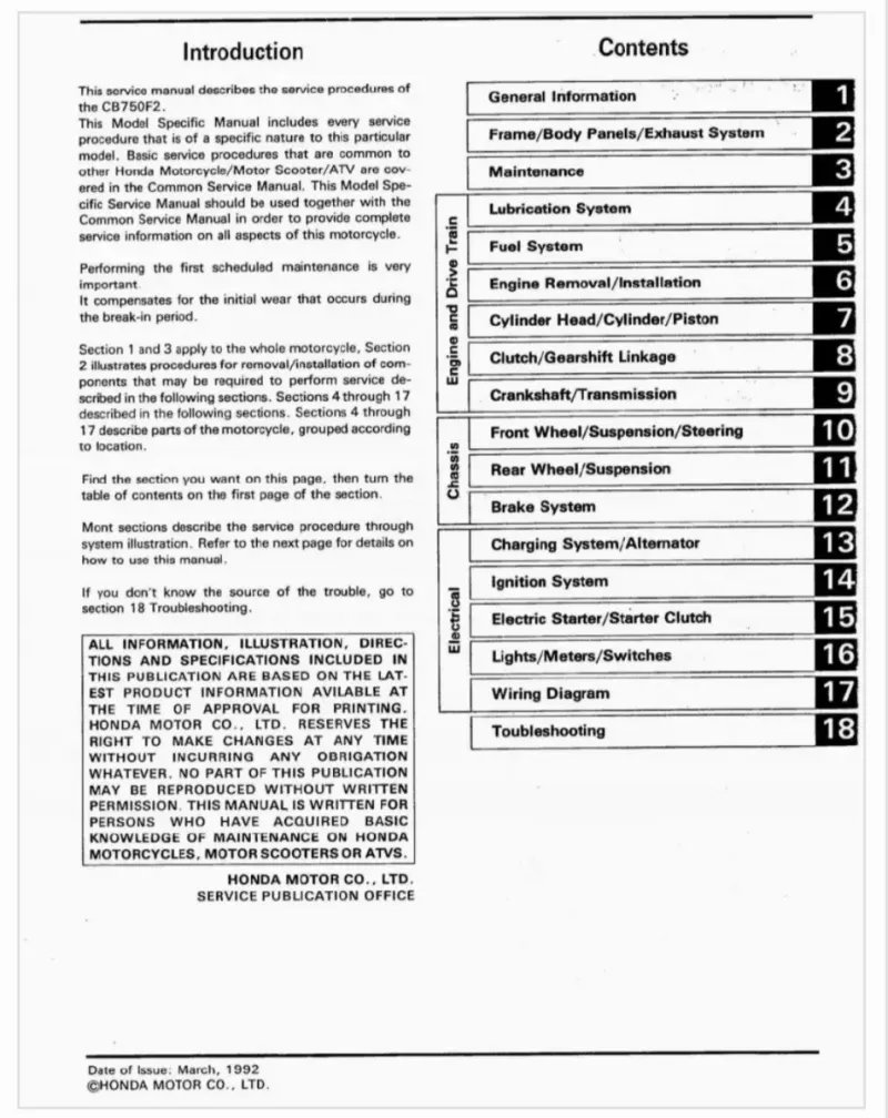 Manual de Taller Honda CB750 1992 - Imagen 2