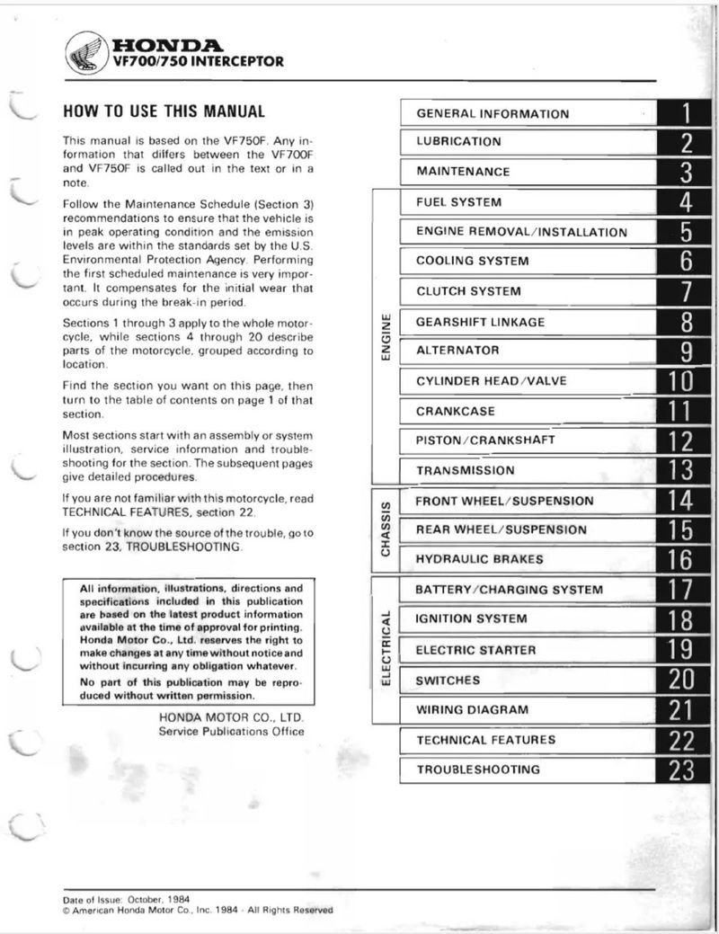 Manual de Taller Honda VF700F/VF750F Interceptor - Imagen 2