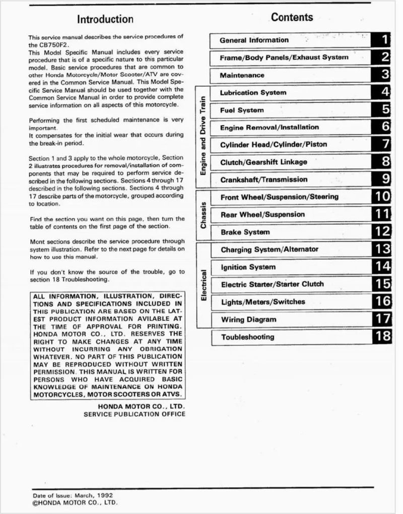 Manual de Taller Honda CB750F2 1992 - Imagen 2