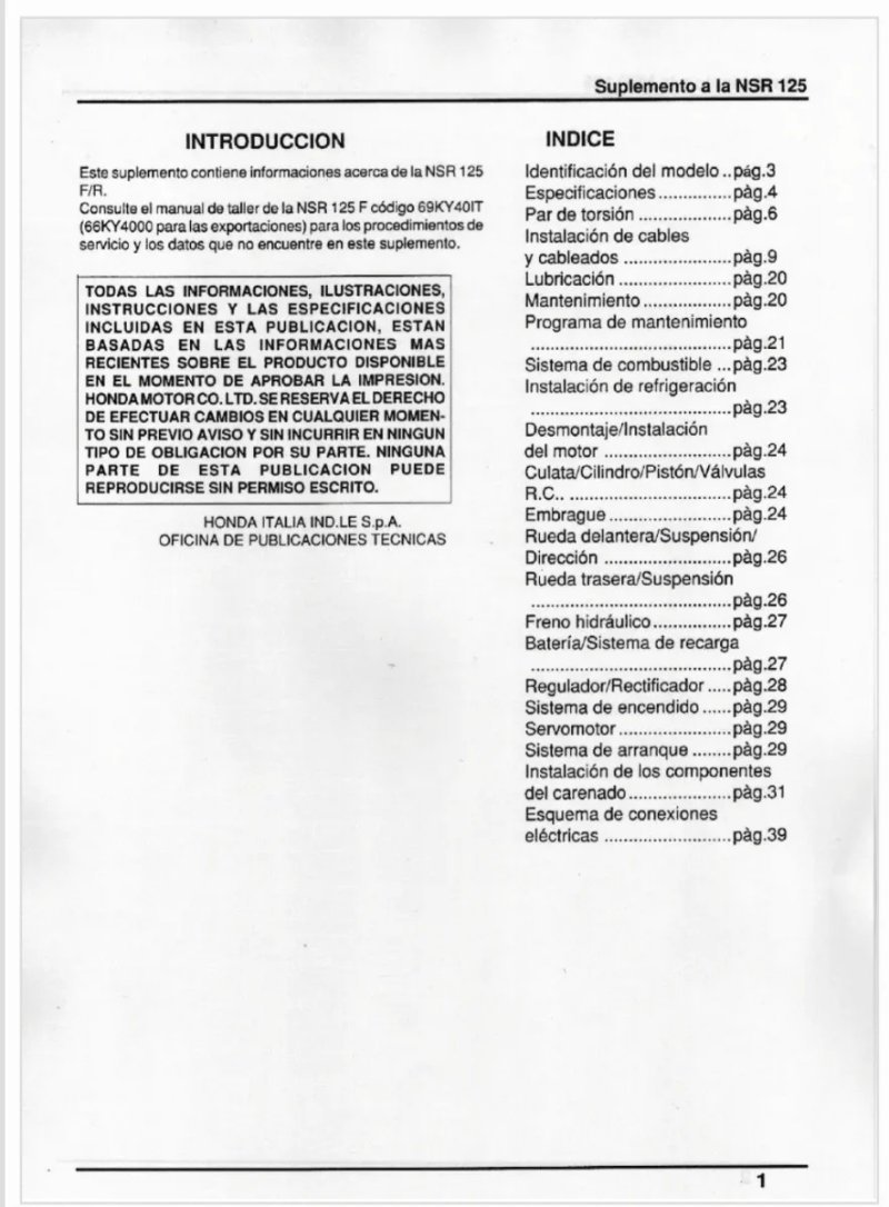 Manual de Taller Honda NSR 125 F/R 1993 - Imagen 2