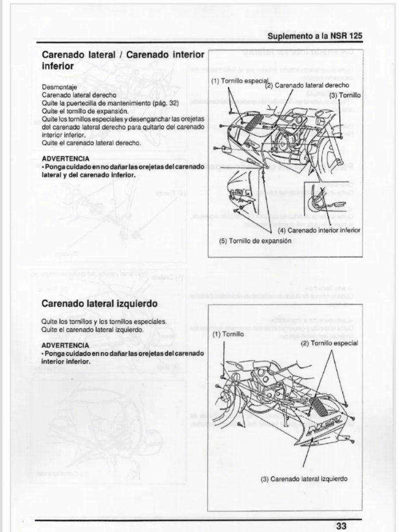 Manual de Taller Honda NSR 125 F/R 1993 - Imagen 3