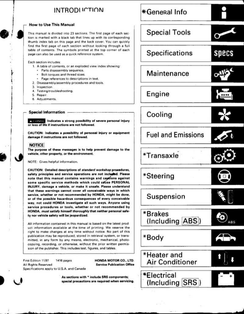 Manual de Taller Honda Integra 1998 - Imagen 2