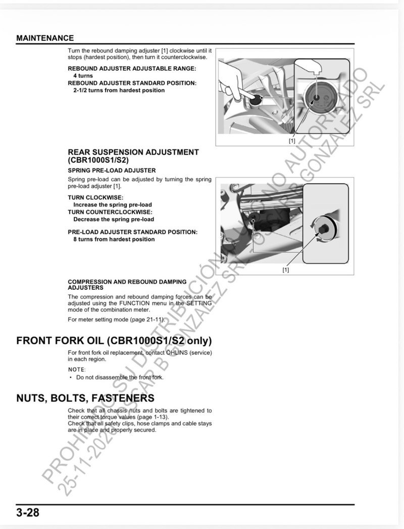 Manual de Taller Honda CBR1000RR/RA/S1/S2 2017 - Imagen 3
