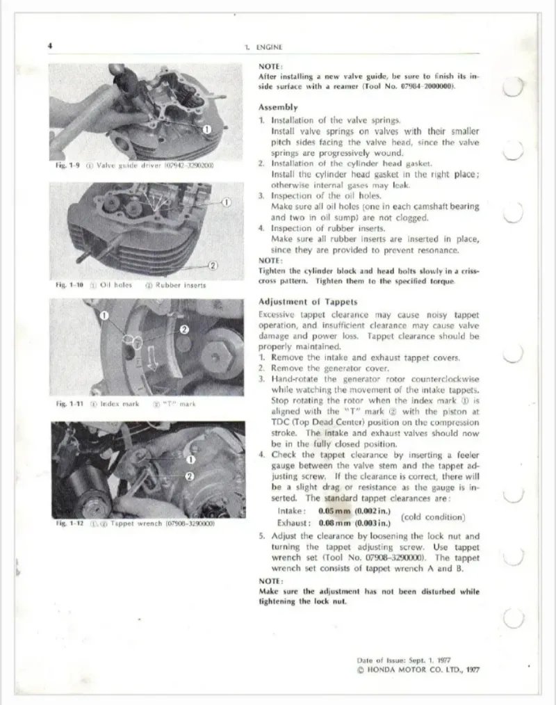 Manual de Taller Honda XL250-350 1977 - Imagen 3