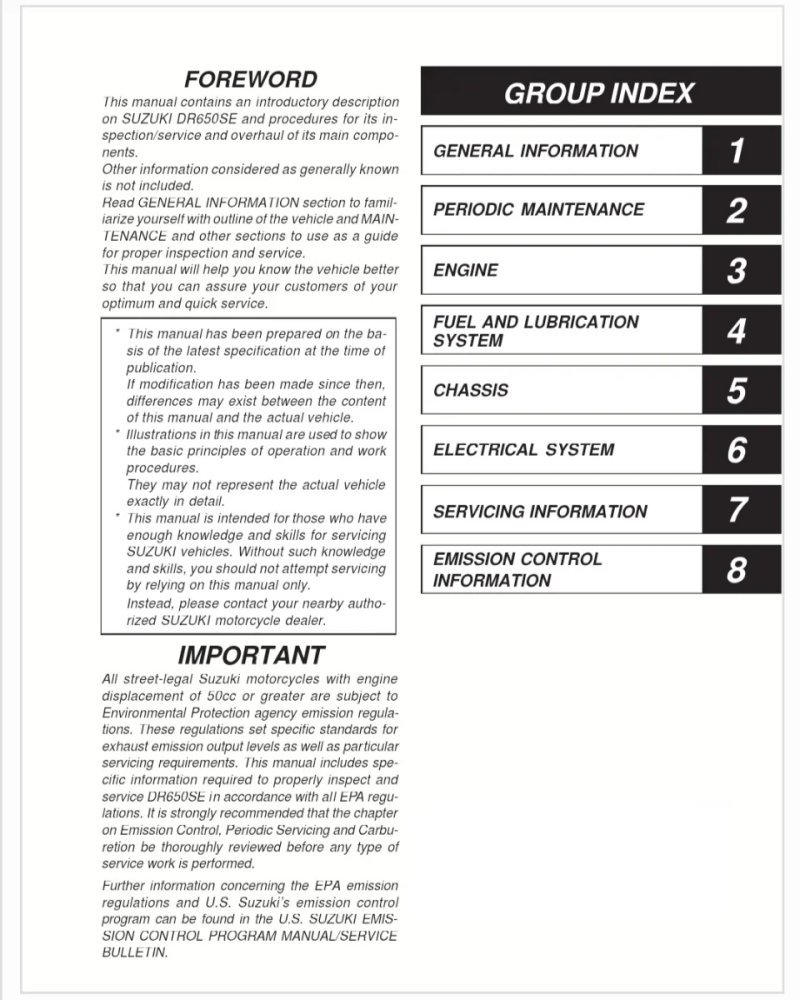Manual de Taller Suzuki DR650SE 1997-2009 - Imagen 2
