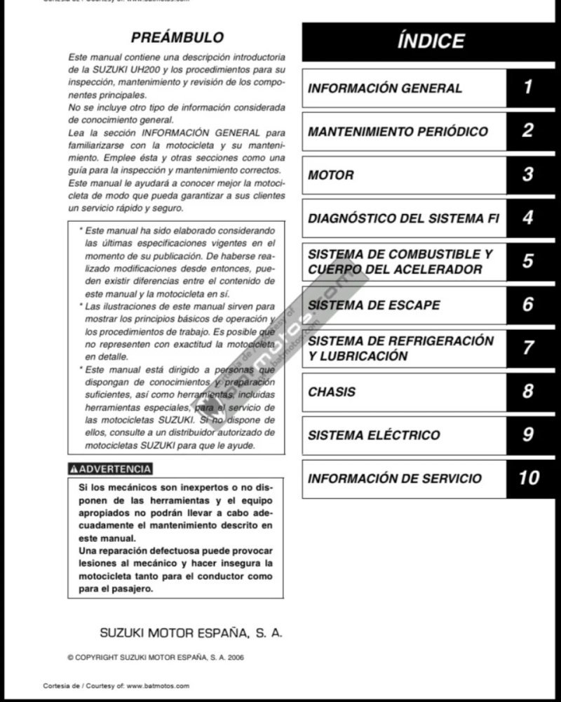 Manual de Taller Suzuki UH200 2006 - Imagen 2