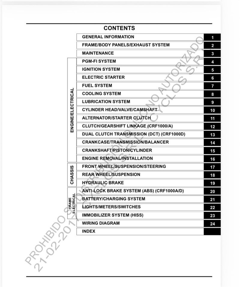 Manual de Taller Honda CRF1000/A/D 2016 - Imagen 2