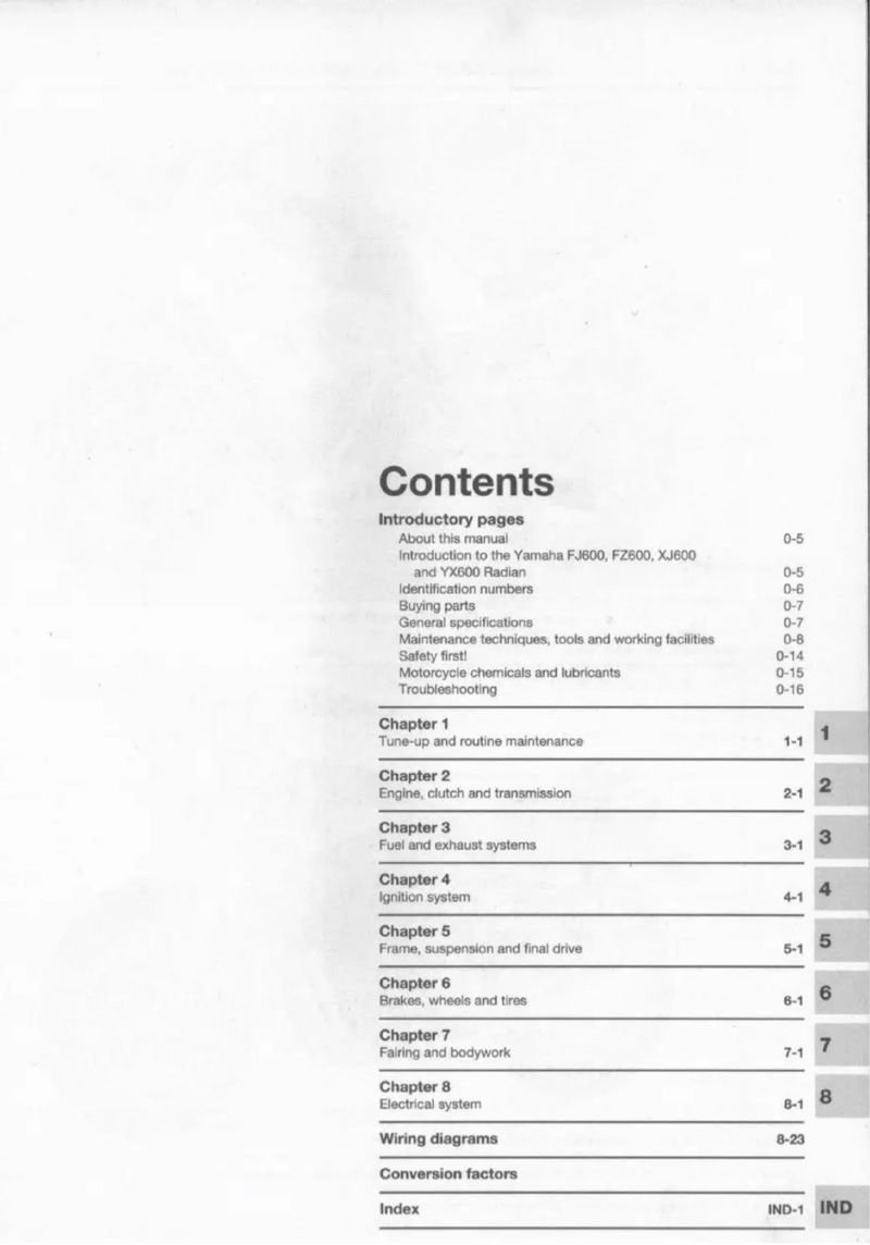 Manual de Taller Yamaha FJ, FZ, XJ, YX600 - Imagen 2