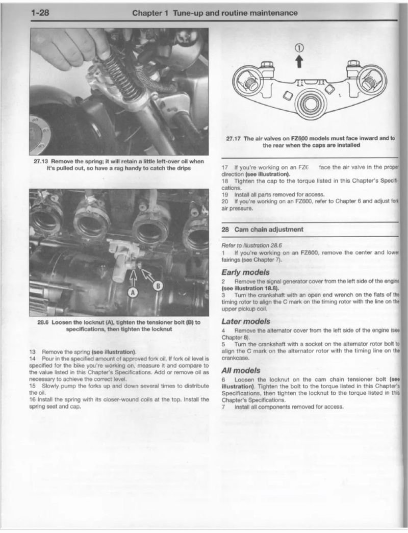 Manual de Taller Yamaha FJ, FZ, XJ, YX600 - Imagen 3