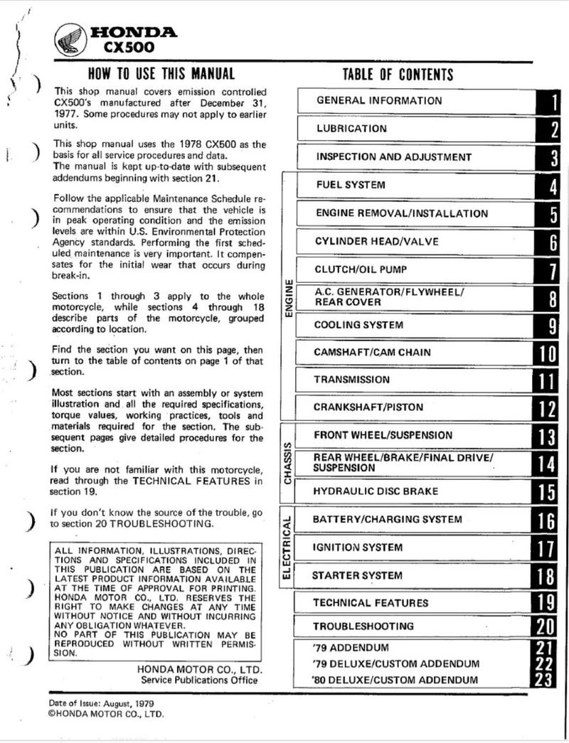 Manual de Taller Honda CX500 Custom 1978-1980 - Imagen 2