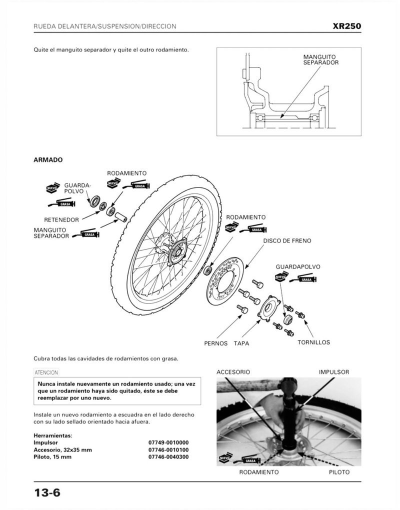 Manual de Taller Honda XR250 Tornado 2001 - Imagen 3