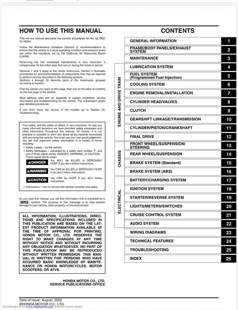 Manual de Taller Honda GL 1800 2002 - Imagen 2