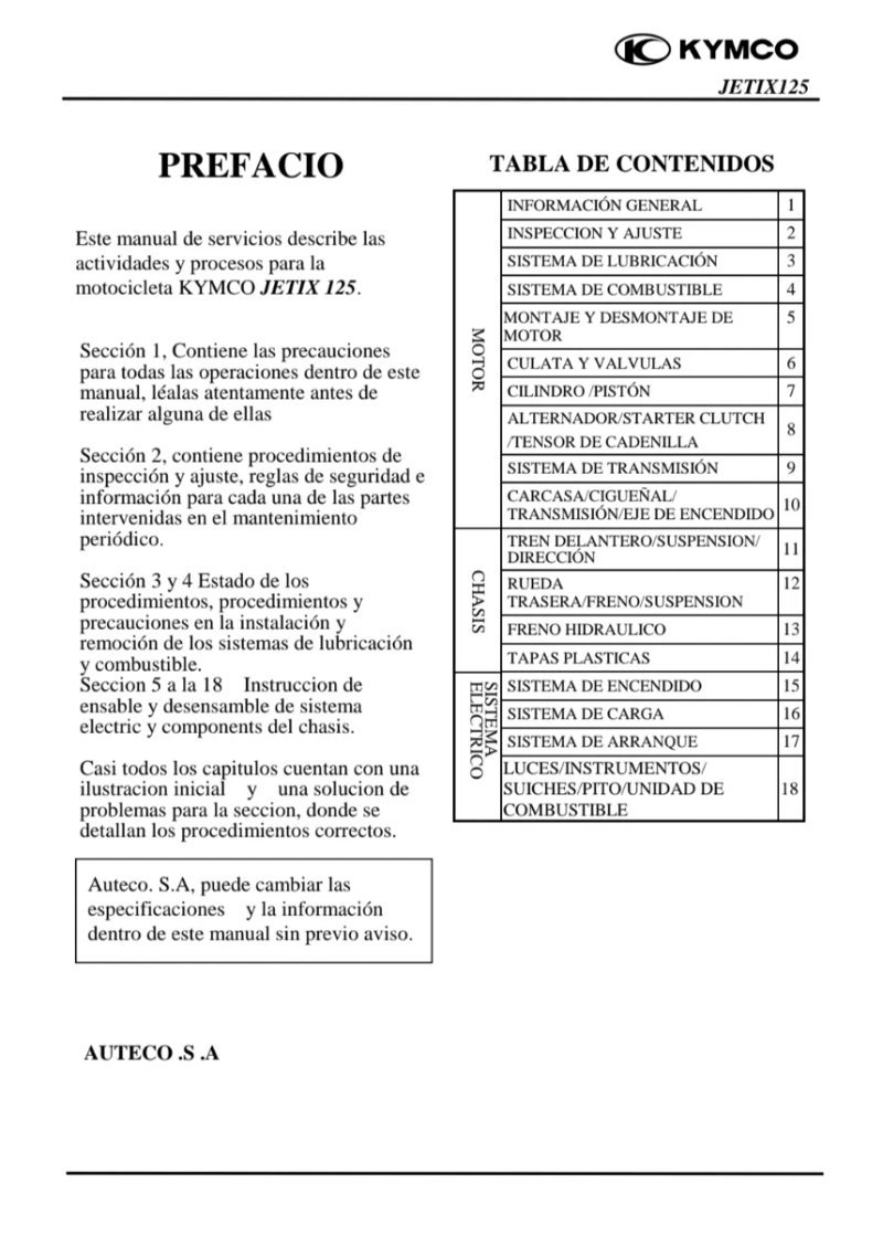 Manual de Taller Kymco JETIX 125 2010 - Imagen 2