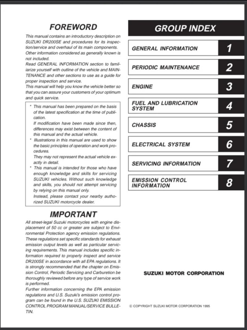 Manual de Taller Suzuki DR200SE 1997-2009 - Imagen 2