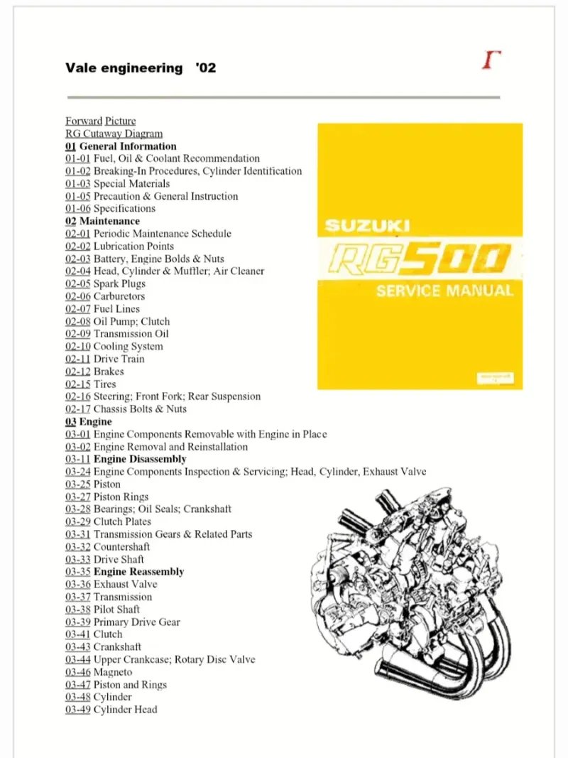 Manual de Taller Suzuki RG500 - Imagen 2