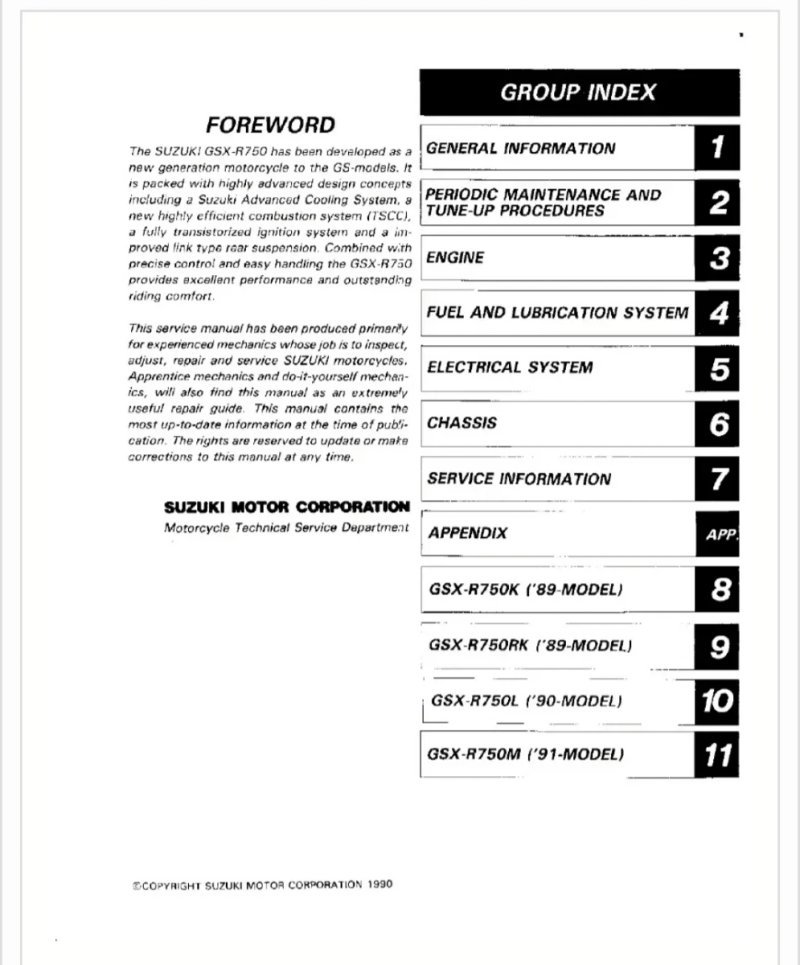 Manual de Taller Suzuki GSX-R 750 1989-1991 - Imagen 2