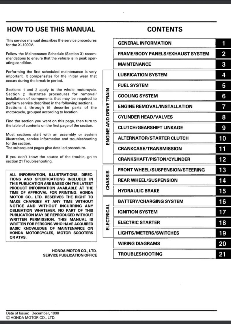 Manual de Taller Honda Varadero 1998 - Imagen 2
