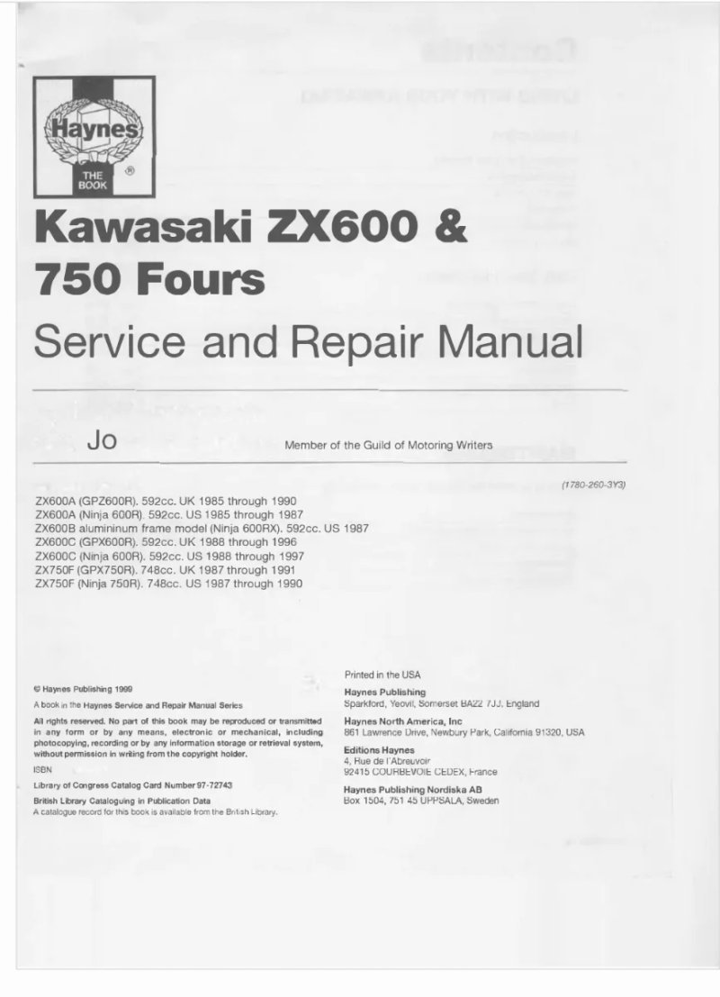 Manual de Taller Kawasaki ZX600 ZX750 85-97 - Imagen 2