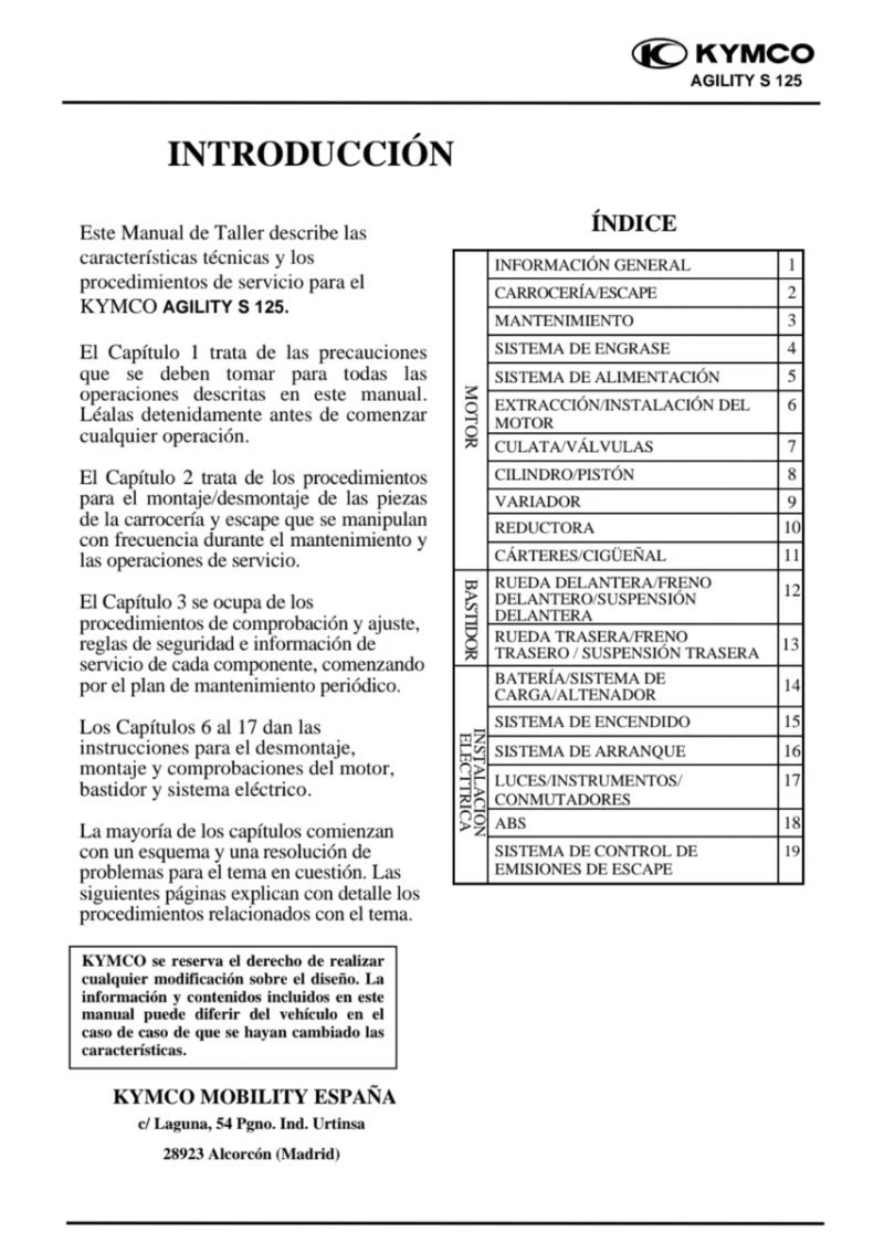 Manual de Taller Kymco Agility S 125 2024 - Imagen 2