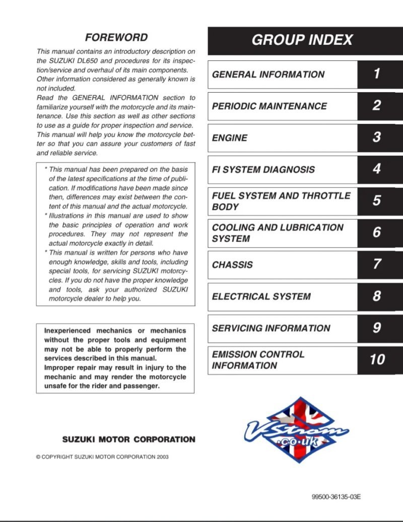 Manual de Taller Suzuki DL 650 V-Strom 2003-2009 - Imagen 2