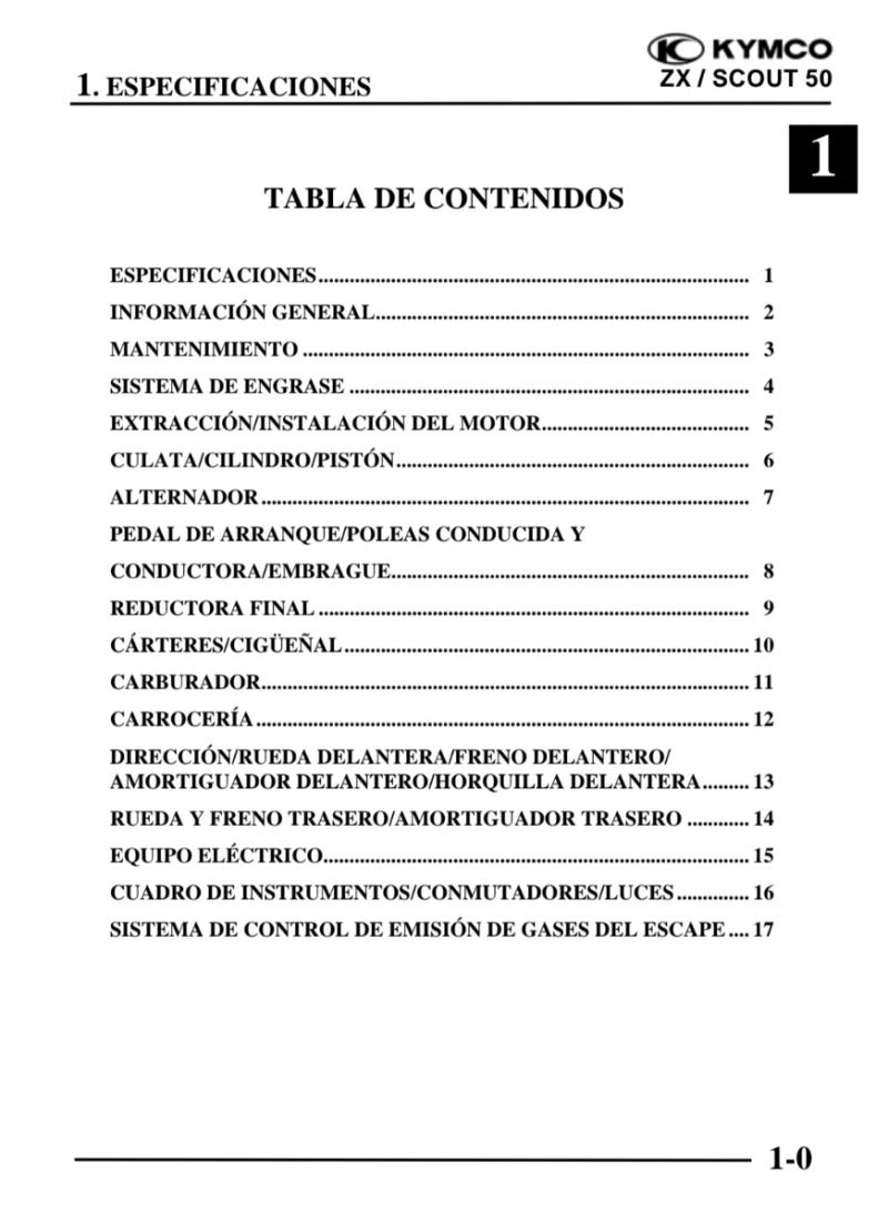 Manual de Taller Kymco SCOUT 2000 - Imagen 2