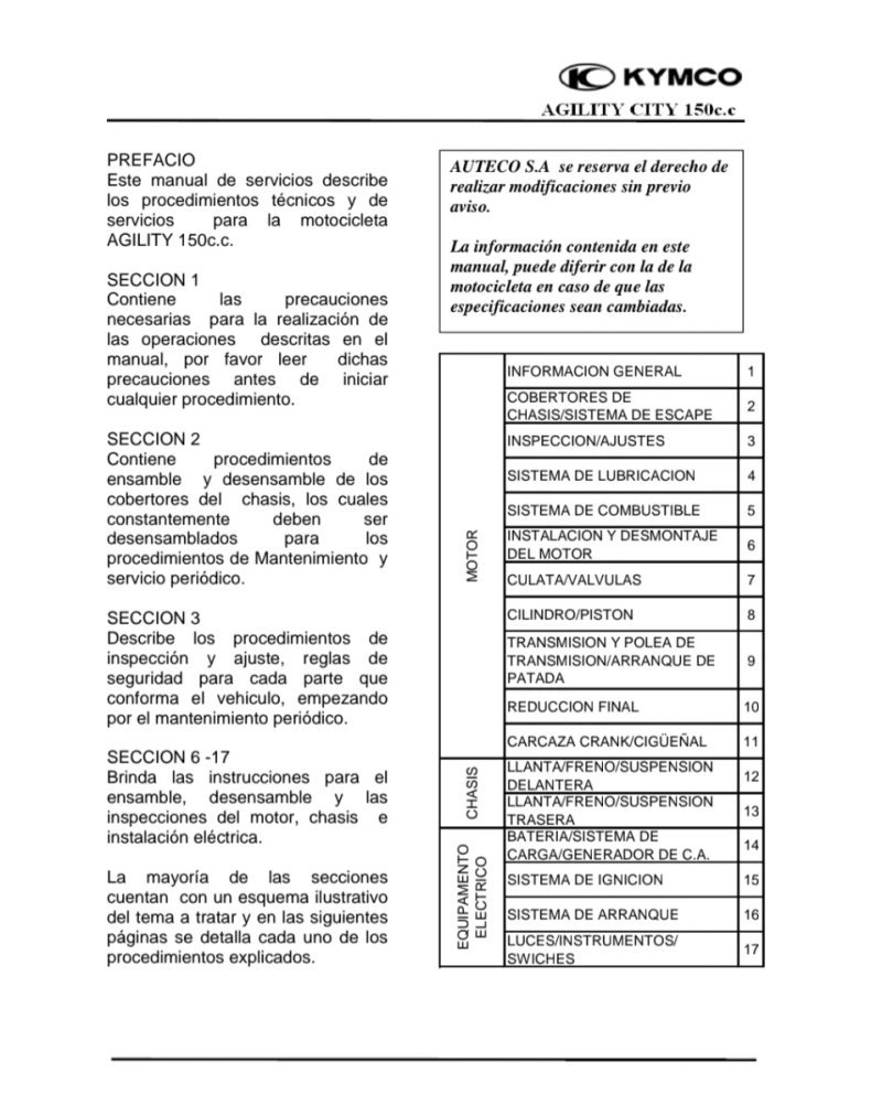 Manual de Taller Kymco AGILITY 2010 - Imagen 2