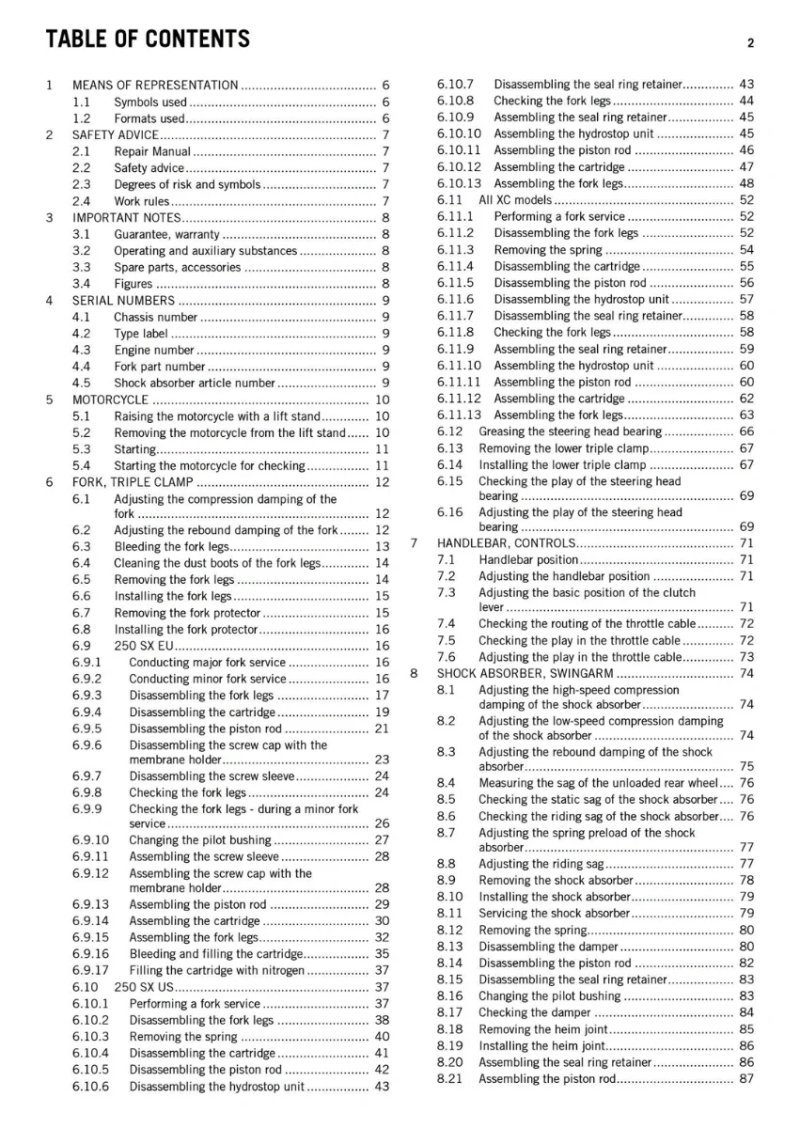 Manual de Taller KTM SX KTM 250-300 SX XC 2015 - Imagen 2