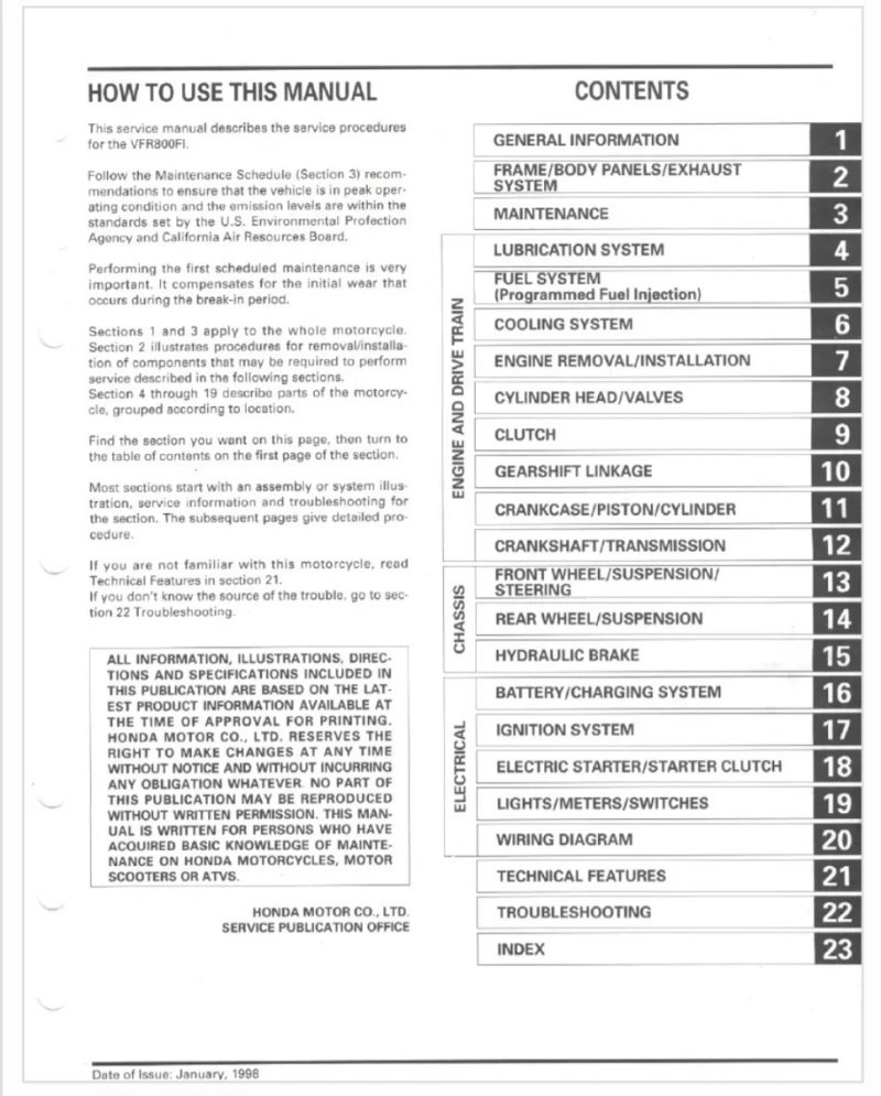 Manual de Taller Honda VFR800FI 1998-2001 - Imagen 2